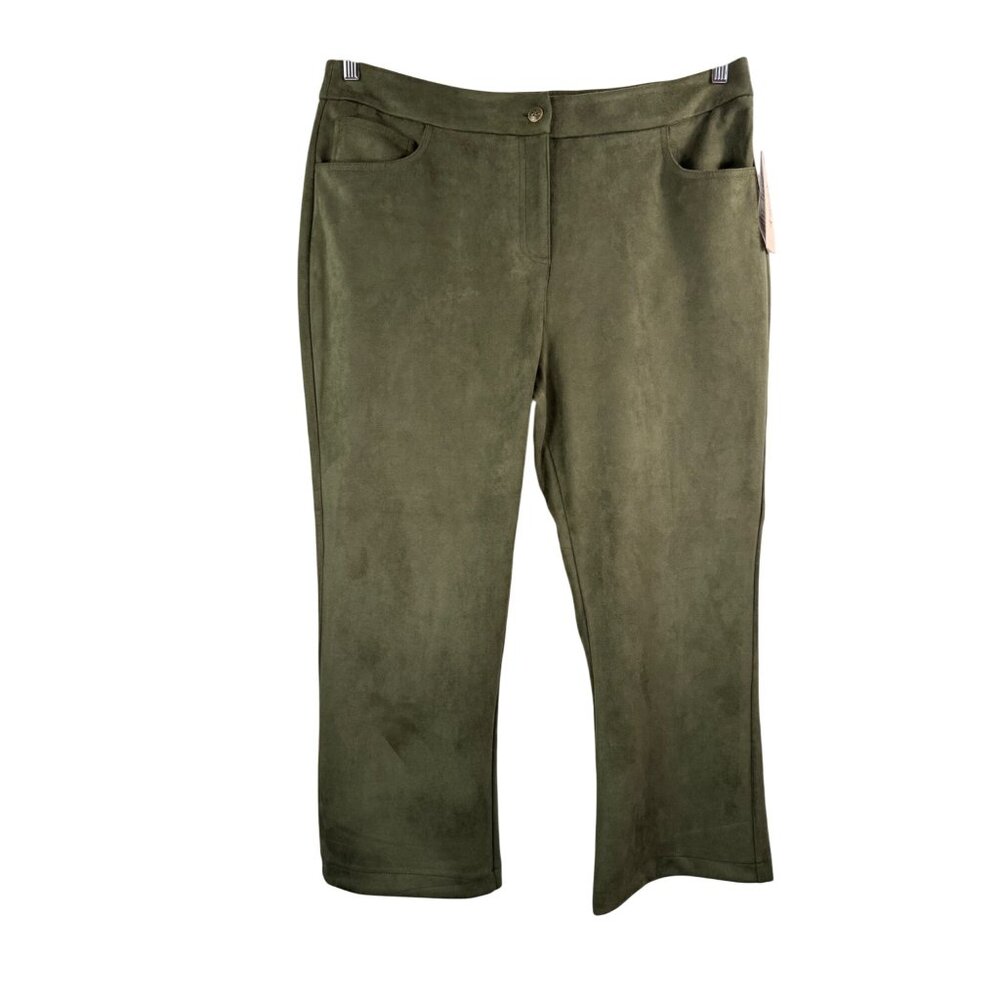 Nanette Lepore Kick Crop Suede Pants 90s Olive‎ sz XL